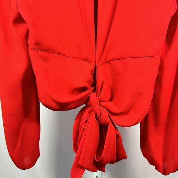 NEW YORK & COMPANY GABRIELLE UNION Women's Cut Out Mock Neck Blouse Red Small - Picture 9 of 16